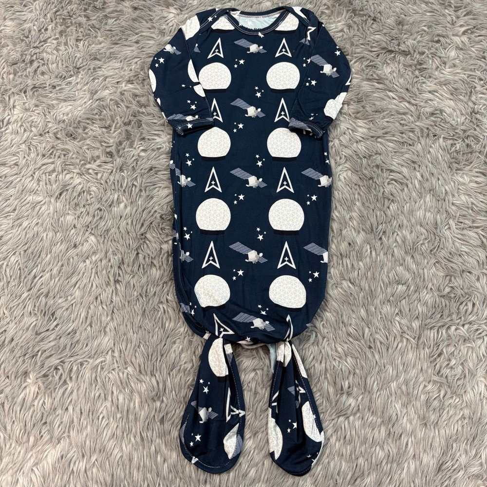 Miller & Co. Space Force Baby Knot Gown Bamboo Navy 0-3 Months NEW